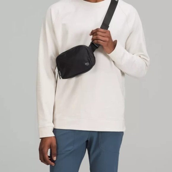 NEW lululemon athletics Belt Bag 1L Crossover Slingbag Purse Black White Logo - Picture 7 of 8